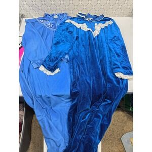 Vintage Robe Set Tara New York & JcPenney Blue Lace Loungewear Mumu Zip READ